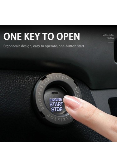 Seametal Çinko Alaşımı Araba Motoru Çalıştırma Durdurma Anahtarı Düğme Kapağı Dekoratif Kapak Basmalı Düğme Kapağı Siyah
