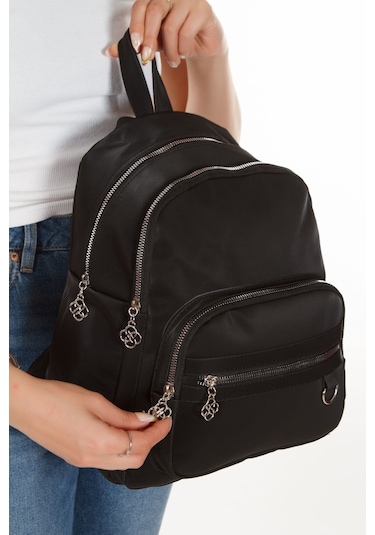 Kadın Günlük Sırt Çantası 2 Adet Siyah