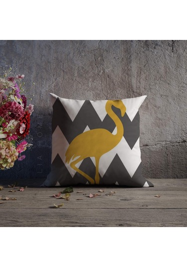 Flamingo Desenli Dekoratif Kırlent Kılıfı (473326009)