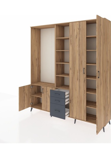 Hyperion Dolap 13 Raflı 3 Çekmeceli 4 Kapaklı 220x44x243 Çam-çam/antrasit Atlas Çam/antrasıt Hyperion Dolap 13 Raflı 3 Çekmeceli 4 Kapaklı 220x44x243 Çam-çam/antrasit Atlas Çam/antrasıt