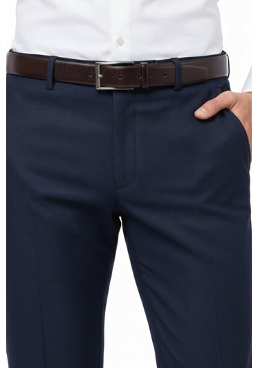 Erkek Regular Fit Armürlü Kumaş Pantolon Likra Kumaş Bgl-st05038 Lacivert