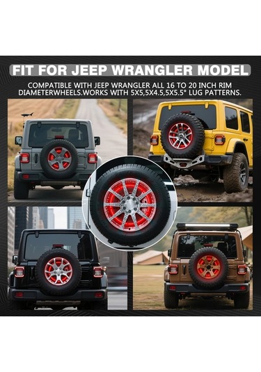 Xuweiwei 2007 2018 Wrangler Jk 2018 2019 1987 2021 Jku Jlu İçin Red Led Halka Arka Tekerlek Işığı Yedek Lastik Işığı Pili Yok