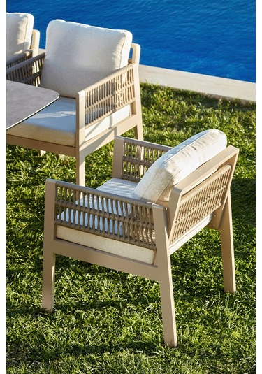 Toscana Seramik Tablalı Masa Takımı - Kum Rengi Kum Rengi