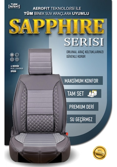 Dacia Sandero 2022 Lüx Deri Oto Koltuk Kılıfı Ön Arka Takım Safir Serisi Füme