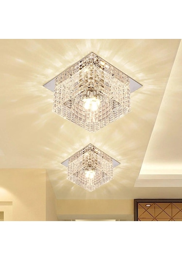 Çok Renkli Kristal Led Tavan Işıkları Oturma Odası Yatak Odası Modern Kare Dekoratif Lamba Açık Çok Renkli