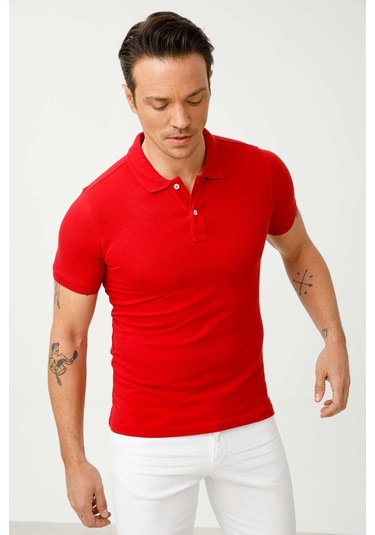 Igs Erkek Kırmızı Standart Polo Yaka Tişört Kırmızı
