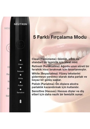 Ntl-tb-01eb Otomatik, Şarjlı Sonik Diş Fırçası, Siyah, 60 Hareketli Başlık