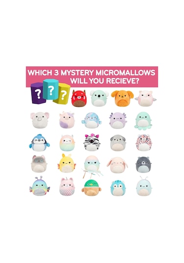 Micromallows Squishmallows Sürpriz Mini Yumuşak Peluş Oyuncak Figür - 6 Cm - 3 Adet