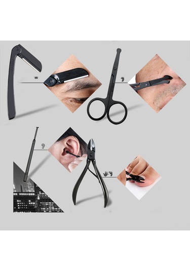 Geeksen Profesyonel Seyahat Tırnak Bakım Seti - Deri Kılıflı Paslanmaz Çelik Manikür Pedikür Takımı