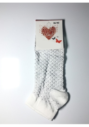 12 Çift Desenli Kadın Patik Çorap 16pat Beyaz - Füme - Siyah