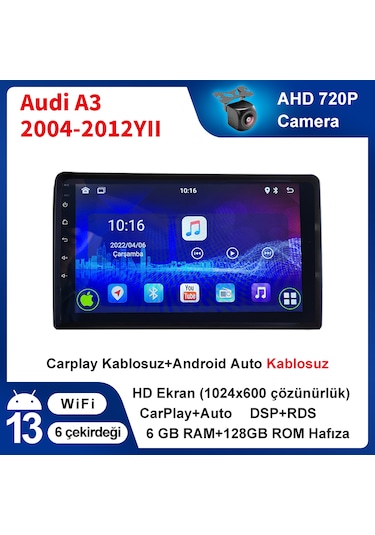 Audi A3 2004-2012yıl 6gb Ram 128gb Carplay Navigasyon Multimedya