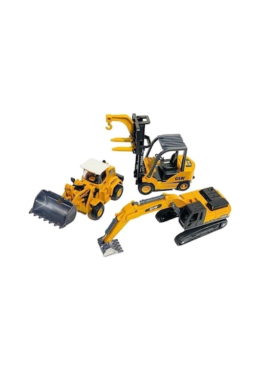 Oyuncak İş Makinaları Forklift Kepçe Buldozer 3lü Metal Set