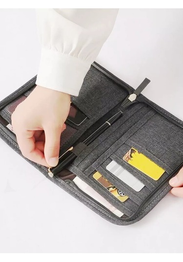 Travel Yol Seyahat Belgeleri İçin Gri Cüzdan Organizerı 243748847 Gri