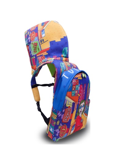 İkigai City Serisi Okula Dönüş Okula Dönüş Tokyo Kapüşonlu Büyük Sırt Çantası - Renkli Çok Renkli
