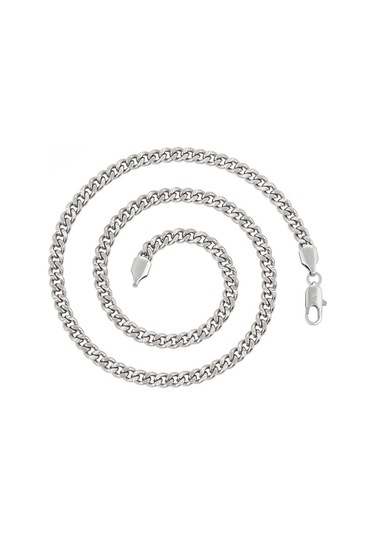 Platin Kaplama Klasik Gurmet Zincir Kolye / 55 Cm Silver