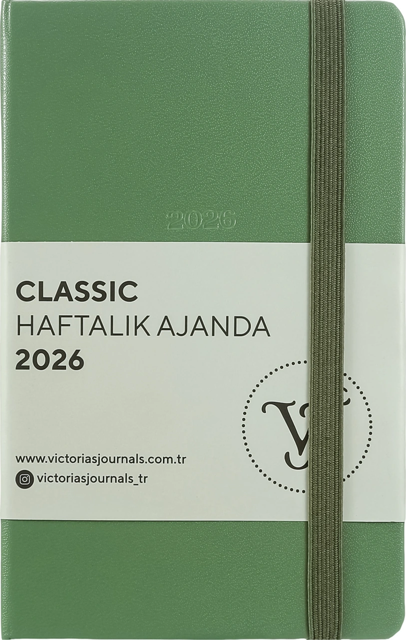 Classic 2026 Haftalık Ajanda A6 9x14 Cm Sert Kapak. Olive