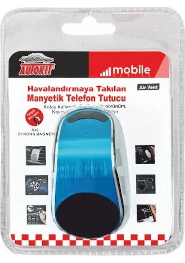 Autokit Üniversal Manyetik Havalandırmaya Takılan Araç İçi Telefon Tutucu Karışık Renk