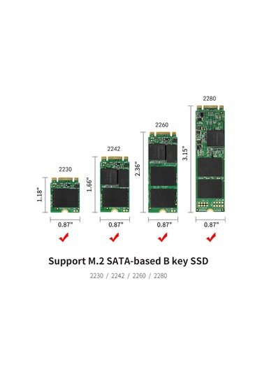 Youtek M.2 Sata Ssd Dönüştürücü Kartı - B Key'den Sata 6g'ye, 2230/2242/2260/2280 Boyutlarını Destekler