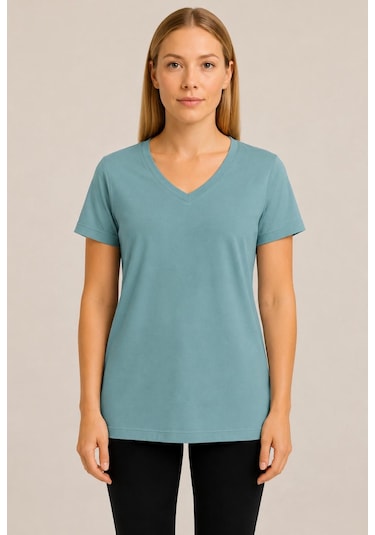 Axxel Kadın Mint Yeşil Kısa Kollu Pamuklu Oversize Rahat Kesim T-shirt-d804-k Mint Yeşili