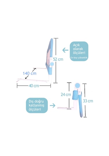 Evokids Sailor Katlanabilir Yatak Bariyeri - 140X52 Cm
