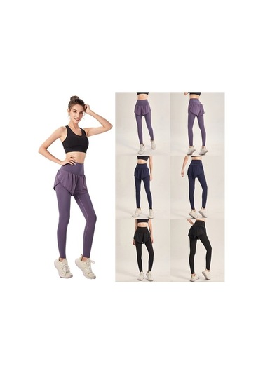 Fastbuy Kadın Siyah Spor Taytı 2'li Esnek Bel Arka Cep Koşu Yoga Elastik Tayt Siyah