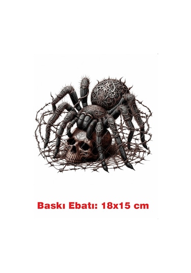 Tarantula Gotik Temalı Ütü İle Yapışan Tekstil Kumaş Tişört Dtf Baskı 3505