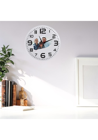 Kişiye Özel Cam Duvar Saati Beyaz