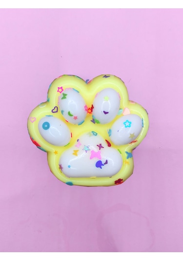 Pati Taba Squishy Kedi Pati Sıkma 7 Cm Pullu Pati Sukuşi - Sarı