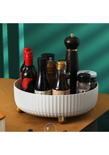 Gajeena Döner Baharatlık Ve Saklama Tepsisi - Şık Krem Beyaz Büyük Boy Mutfak Organizasyon Aparatı Diğer