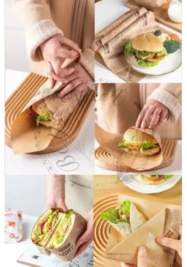 Vintage Gazete Desenli Sunum Kağıdı 50 Adet Çok Renkli