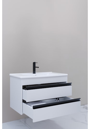 Levante 85 Cm Beyaz Lavabolu Banyo Dolabı Lvn Aynalı - Boy Dolap Hariç Beyaz