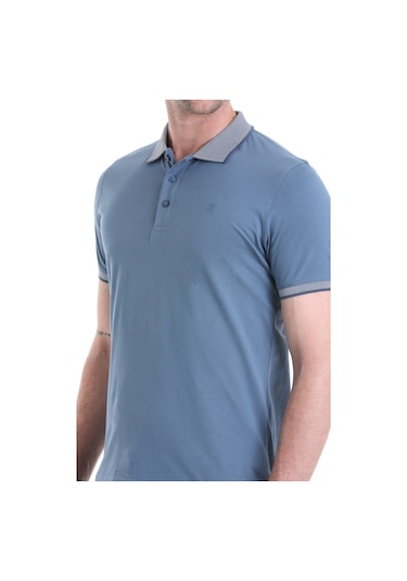 Hatemoğlu İndigo Regular Fit Düz 100% Pamuklu Polo Yaka Tişört 3536etc22c03 85 İndigo