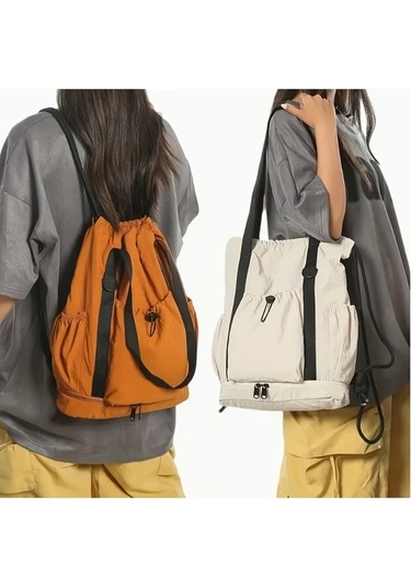 Elmpaly Khaki Renkli Unisex Nylon Sirt Cantasi Ayakkabi Bolmeli Hafif Spor Seyahat Cantasi Haki