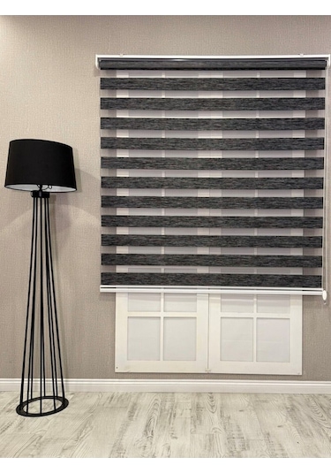 Donatti Bambu Zebra Stor Güneşlik Perde Siyah Gri Kırçıllı Gri Kırçıllı