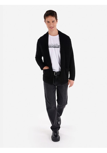 Colins Regular Fit Cepli Siyah Erkek Hırka Cl1065572 Siyah