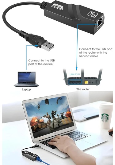 Usb 3.0 To Ethernet Adaptör 10-100-1000 Mbps Lan Dönüştürücü Laptop Ve Pc İçin Yüksek Hızlı Rj45 Ağ Bağlantı Adaptörü