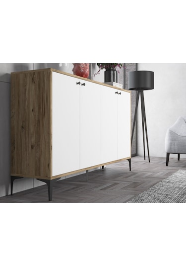 Bessonshome Wood'N Love Hestia 4 Kapaklı Metal Ayaklı 160 Cm Çok Amaçlı Dolap (533004086)