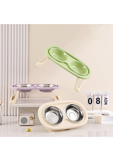 Sones Katlanabilir Evcil Hayvan Kasesi Yeme İçme Kasesi Boyun Koruma Uzun Çift Kase