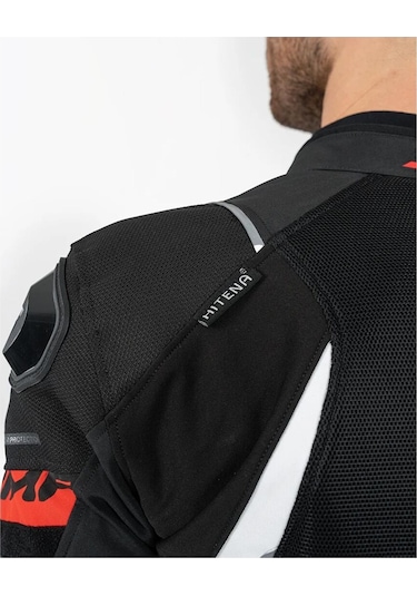 Shima Mesh Pro 2.0 Korumalı Motosiklet Montu Siyah Beyaz Kırmızı