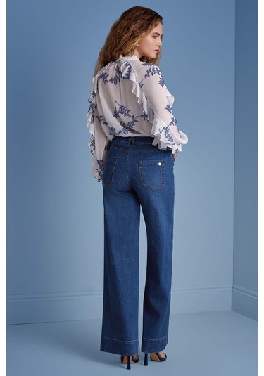 Uzun Kollu Çok Renkli Şifon Gömlek Çok Renkli