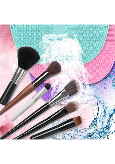 Pratik Kolay Makyaj Fırçası Temizleme Matı Aparatı Aleti Küçük 4 Diğer