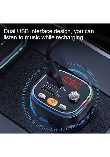 Teltree C20 Gümüş Araç Mp3 Çalar - Bluetooth 5.0 İle Müzik Dinleme, Çift Usb Şarj Ve Fm Aktarıcı - 12-24v