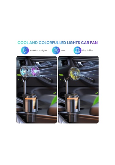 Araba Fan, Renkli Işıklu Araba Fan Kupası Tutucu, Usb Aracı Soğutma Hava Fan