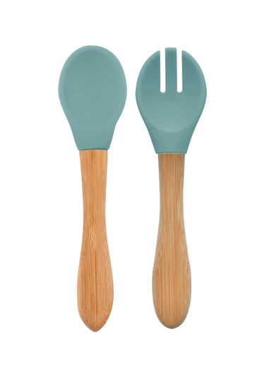 Oioi Mama Kaşığı + Çatal Aqua Green Yeşil