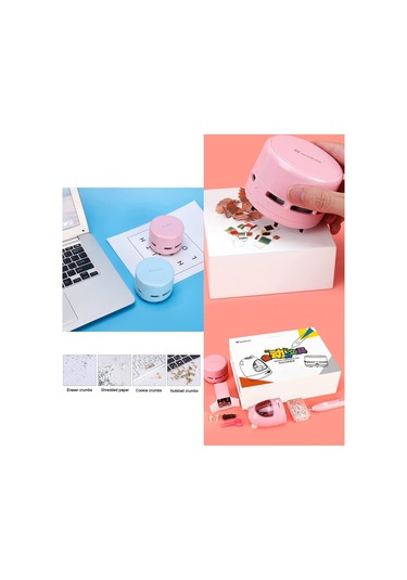 Yifomall Öğrenci Elektronik Ofis Seti: Otomatik Kalem Kesici, Silgi Ve Masa Süpürgesi - Pembe Plastik