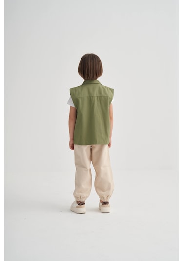 Cigit Gabardin Yelek 2-7 Yaş Olive Olive