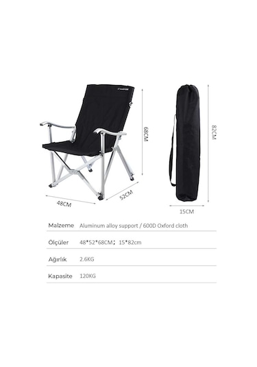 Madfox Dachuan Katlanır Kamp Sandalyesi Siyah Çok Renkli