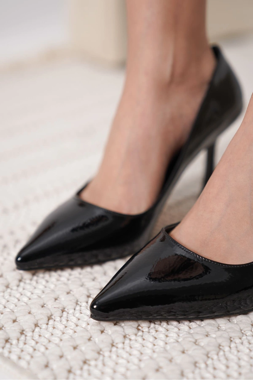 Kocadal Kocadal Zelena Kadın Siyah Kırışık Rugan Stiletto Muhtelif