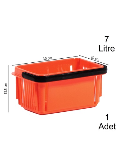 7 Litre Plastik Kozmetik Alışveriş El Sepeti Turuncu 1 Adet / En:20 Boy:30 Yükseklik:13,5 Cm Turuncu