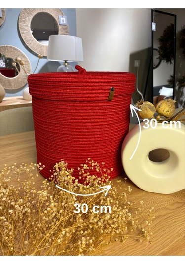 Victor Çok Amaçlı Düzenleyici Kapaklı Sepet,kapaklı Saksılık, Kapaklı Organizer 30x30 - Orta Boy Kırmızı